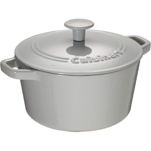  Cuisinart Chefs Classic Enameled Cast Iron 3-Quart Round Covered Casserole, Enameled Cool Grey