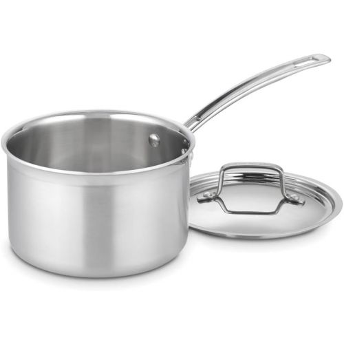  Cuisinart MCP193-18N Multiclad Pro Triple Ply Stainless 3-Quart Skillet, 3 qt, Saucepan w/Cover