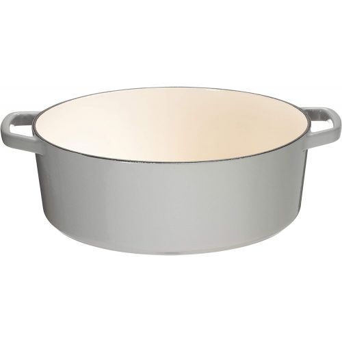  Cuisinart Chefs Classic Enameled Cast Iron 5.5-Quart Oval Covered Casserole, Enameled Cool Grey