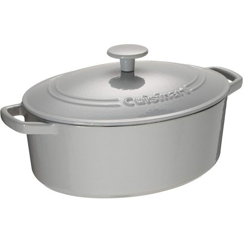  Cuisinart Chefs Classic Enameled Cast Iron 5.5-Quart Oval Covered Casserole, Enameled Cool Grey