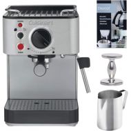 Cuisinart EM-100 Espresso Maker with Stainless Steel Frothing Pitcher, Handheld Tamper, and Descaling Powder Bundle (4 Items)