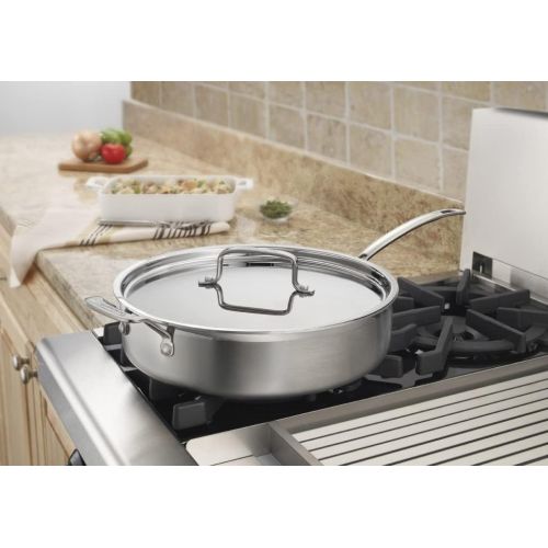  Cuisinart MCP33-30HN MultiClad Pro Triple Ply 5.5-Quart Saute Pan Skillet, Silver