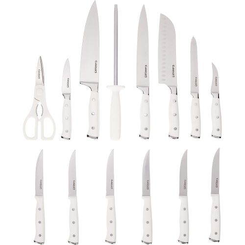  Cuisinart C77WTR-15P Classic Forged Triple Rivet, 15-Piece Knife Set, White