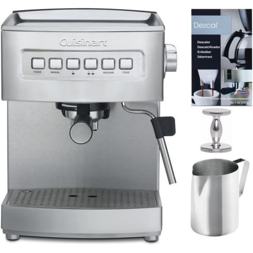  Cuisinart EM-200NP1 Programmable 15-Bar Espresso Maker with Descaling Powder, Handheld Tamper, and Frothing Pitcher (4 Items)