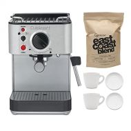 Cuisinart EM-100 Espresso Maker with 2 Cups, 2 Saucers, and Whole Bean Coffee (1 lb) Bundle (4 Items)