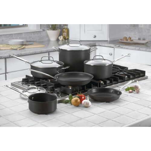  Cuisinart 66-10 Chefs Classic Nonstick Hard Anodized 10-Piece Cookware Set, Black/Stainless Steel