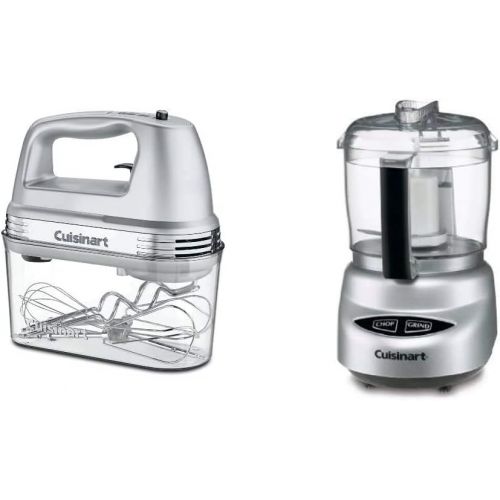  Cuisinart HM-90BCS Power Advantage Plus 9-Speed Handheld Mixer with Storage Case, Brushed Chrome & DLC-2ABC Mini Prep Plus Food Processor Brushed Chrome and Nickel