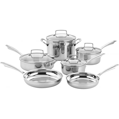  Cuisinart Tri-Ply Stainless Steel 10-Piece Classic Cookware Set, PC