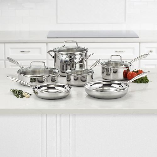  Cuisinart Tri-Ply Stainless Steel 10-Piece Classic Cookware Set, PC