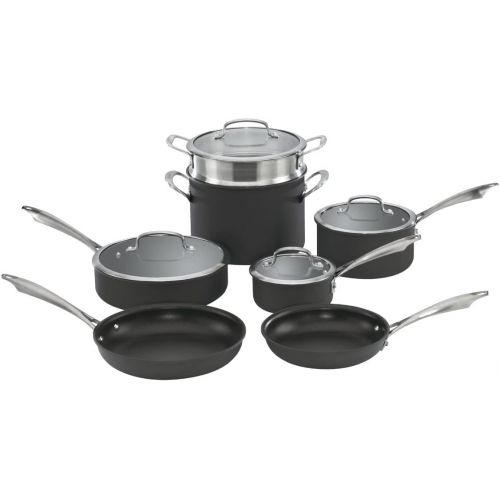  Cuisinart Anodized 11-Piece Cookware Set Dishwasher-Safe-Hard, Black