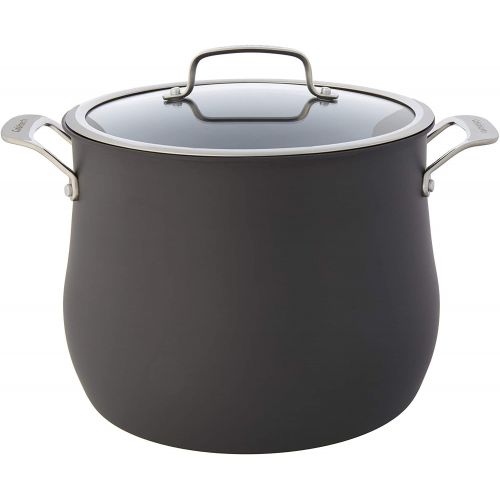 Cuisinart 6466-26 Hard Anodized 12-Quart Stockpot with Cover Contour Stainless Steel Cookware, Black
