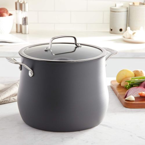  Cuisinart 6466-26 Hard Anodized 12-Quart Stockpot with Cover Contour Stainless Steel Cookware, Black