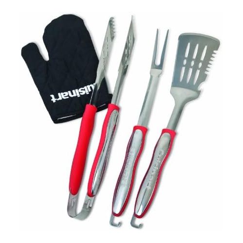  Cuisinart CGS-134 Grilling Tool Set with Grill Glove, Red (3-Piece)