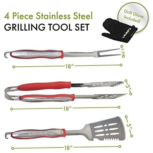  Cuisinart CGS-134 Grilling Tool Set with Grill Glove, Red (3-Piece)