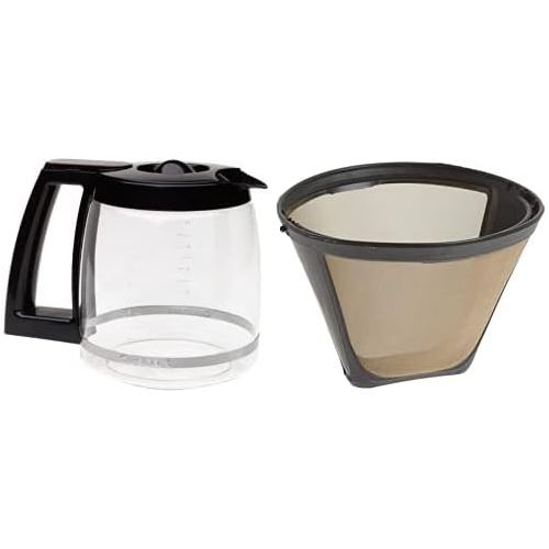  [아마존베스트]Cuisinart DCC-1200PRC 12-Cup Replacement Glass Carafe, Black, 12 Cup & GTF Gold Tone Filter