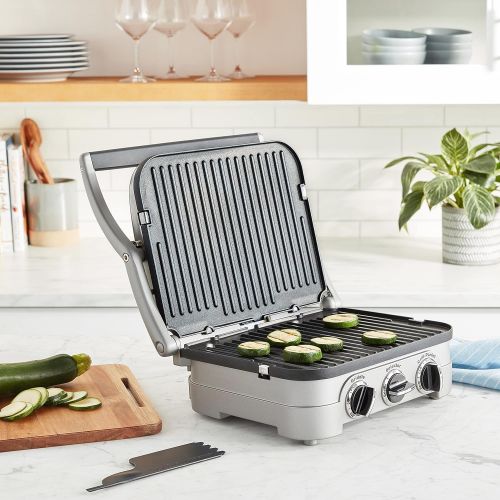  [아마존베스트]Cuisinart GR-4NP1 5-in-1 Griddler, 13.5(L) x 11.5(W) x 7.12(H), Silver With Silver/Black Dials