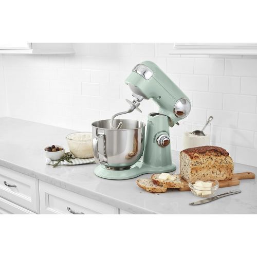  Cuisinart SM-50G Precision Master 5.5-Quart 12-Speed Stand Mixer with Mixing Bowl, Chefs Whisk, Flat Mixing Paddle, Dough Hook, and Splash Guard with Pour Spout, Agave Green