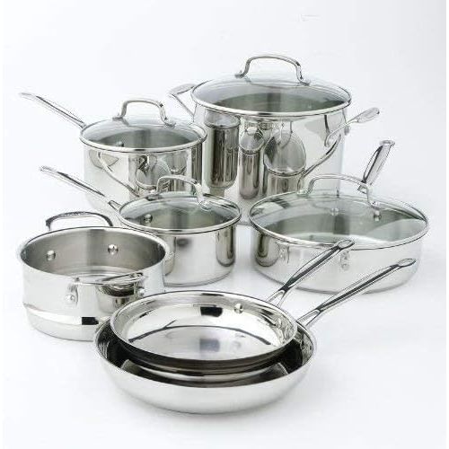  Cuisinart 77-11G Chefs Classic Stainless Steel 11-Piece Cookware Set, Silver