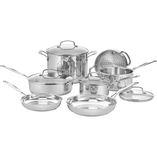  Cuisinart 77-11G Chefs Classic Stainless Steel 11-Piece Cookware Set, Silver