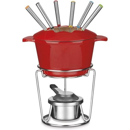  Cuisinart 13-Piece Cast Iron Fondue Set, Red