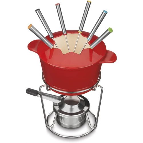  Cuisinart 13-Piece Cast Iron Fondue Set, Red