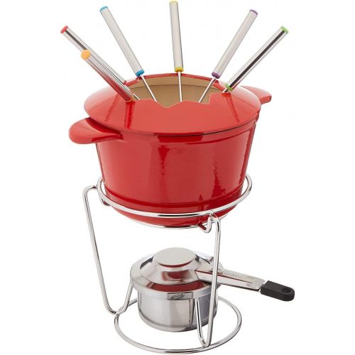  Cuisinart 13-Piece Cast Iron Fondue Set, Red