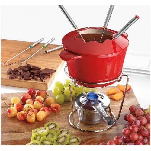  Cuisinart 13-Piece Cast Iron Fondue Set, Red