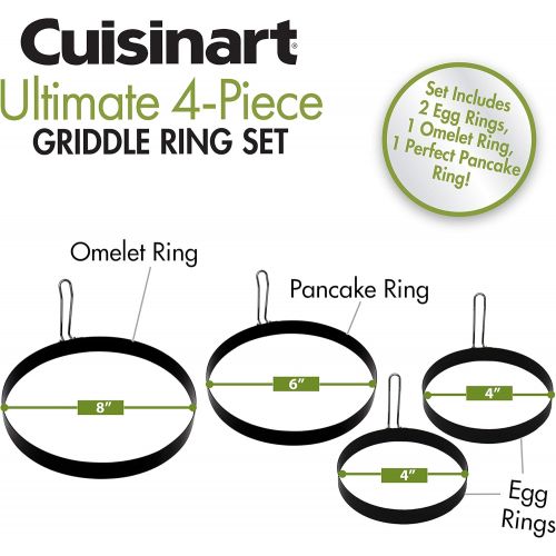  Cuisinart CGR-400, Size: 4 inch, 6 inch and 8 inch, Ultimate Griddle Ring Set, 4-Piece