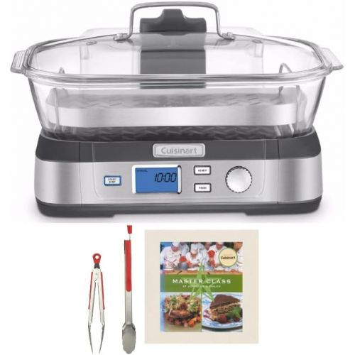  [아마존베스트]Cuisinart Cusinart STM-1000 CookFresh Digital Glass Steamer with Nylon Flipper Tongs and Cookbook Bundle (3 Items)