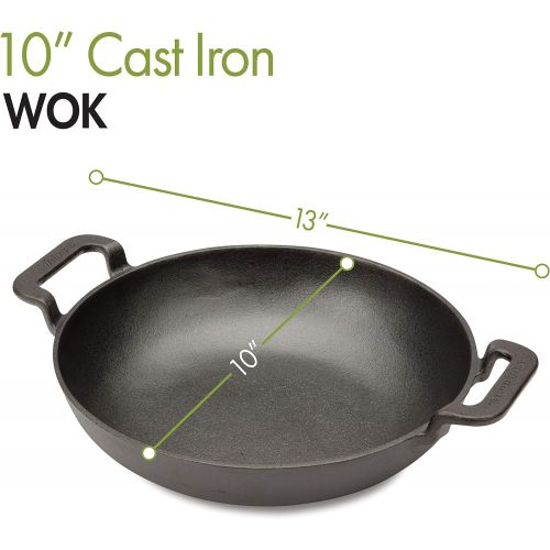  [아마존베스트]Cuisinart CCW-800, Pre-Seasoned Cast Iron Grilling Wok, 10
