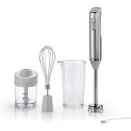 Cuisinart RHB100E Wireless Hand Blender with Puree Attachment, Whisk and Bowl for Mixing with 250 ml Capacity, 30 Minutes Battery Life, Silver,