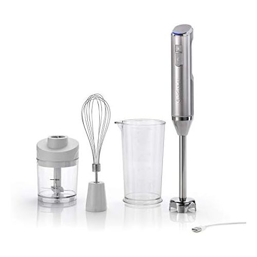  Cuisinart RHB100E Wireless Hand Blender with Puree Attachment, Whisk and Bowl for Mixing with 250 ml Capacity, 30 Minutes Battery Life, Silver,