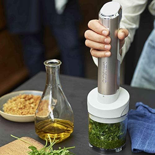  Cuisinart RHB100E Wireless Hand Blender with Puree Attachment, Whisk and Bowl for Mixing with 250 ml Capacity, 30 Minutes Battery Life, Silver,