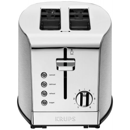  KRUPS KH734D Breakfast Set 4-Slot Toaster with Brushed and Chrome Stainless Steel Housing, 4-Slices, Silver