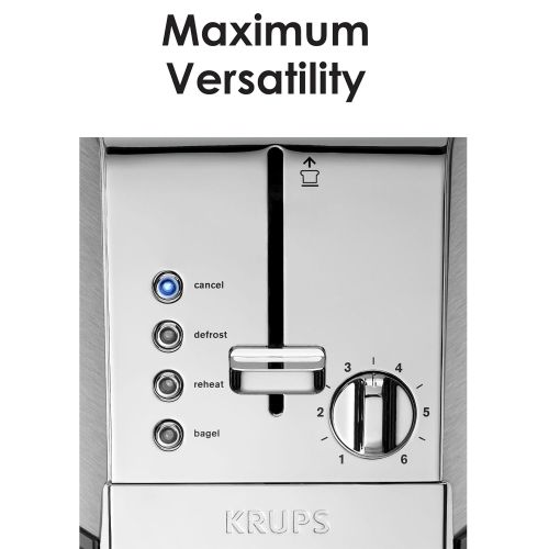  KRUPS KH734D Breakfast Set 4-Slot Toaster with Brushed and Chrome Stainless Steel Housing, 4-Slices, Silver
