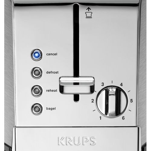  KRUPS KH734D Breakfast Set 4-Slot Toaster with Brushed and Chrome Stainless Steel Housing, 4-Slices, Silver