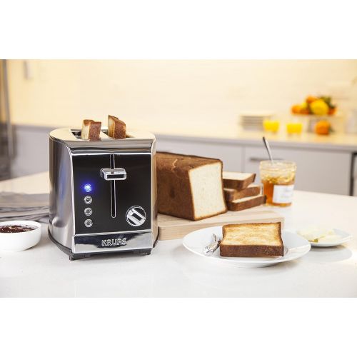  KRUPS KH734D Breakfast Set 4-Slot Toaster with Brushed and Chrome Stainless Steel Housing, 4-Slices, Silver