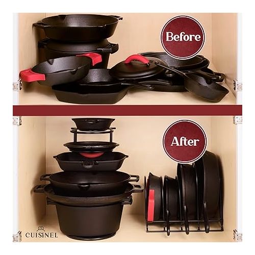  Cuisinel Pots and Pans Organizer Rack - 60 to 100-LBS Capacity Extremely Heavy Duty - 8mm Thick - Made in India - Matte-Black 15.9