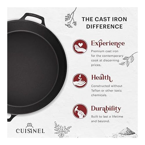  Cuisinel Cast Iron Skillet + Chainmail Scrubber - 15
