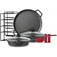 Cuisinel Cast Iron Cookware Set - 9-Pieces Pre-Seasoned Kit: 10