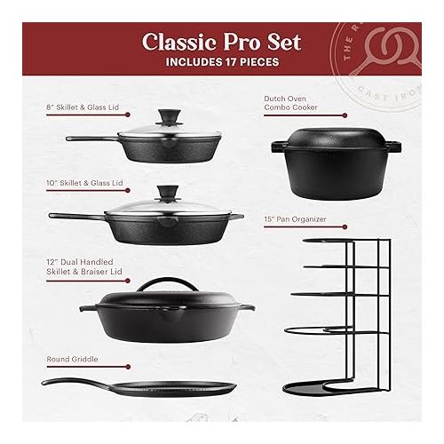  Cuisinel Cast Iron 17-Piece Preseasoned Cookware Set - 8