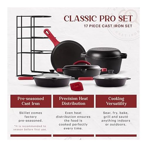  Cuisinel Cast Iron 17-Piece Preseasoned Cookware Set - 8