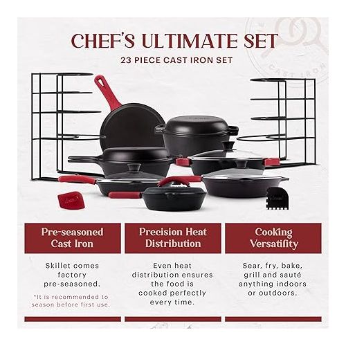  Cuisinel Cast Iron 23-Pc Cookware Set - 8