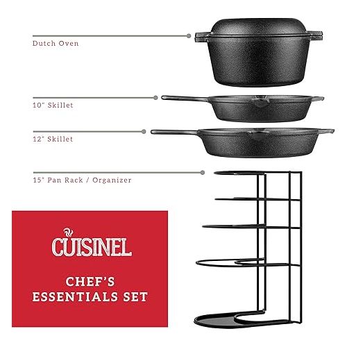  Cast Iron Cookware 8-Pc Set - Pre-Seasoned 10