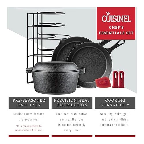  Cast Iron Cookware 8-Pc Set - Pre-Seasoned 10