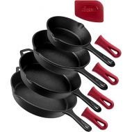 Cuisinel Cast Iron Skillets Set - 4-Piece Chef Pans Kit - 6