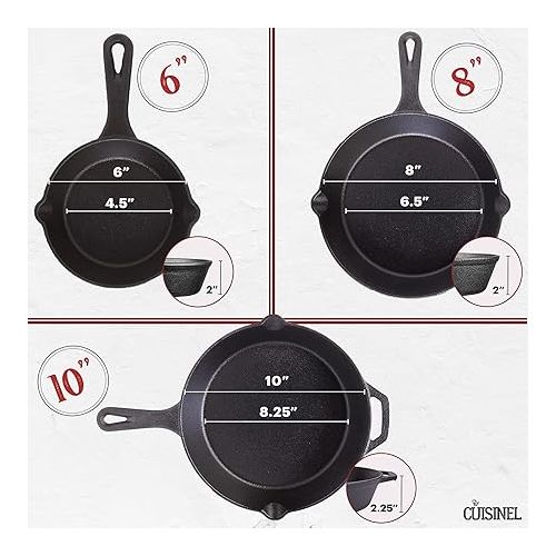  Cuisinel Cast Iron Skillet Set - 6