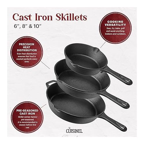  Cuisinel Cast Iron Skillet Set - 6