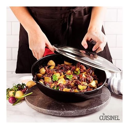  Cuisinel Cast Iron Skillet with Lid + Scraper - 10
