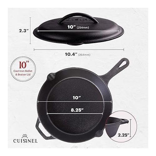  Cuisinel Cast Iron Skillet with Lid - 10